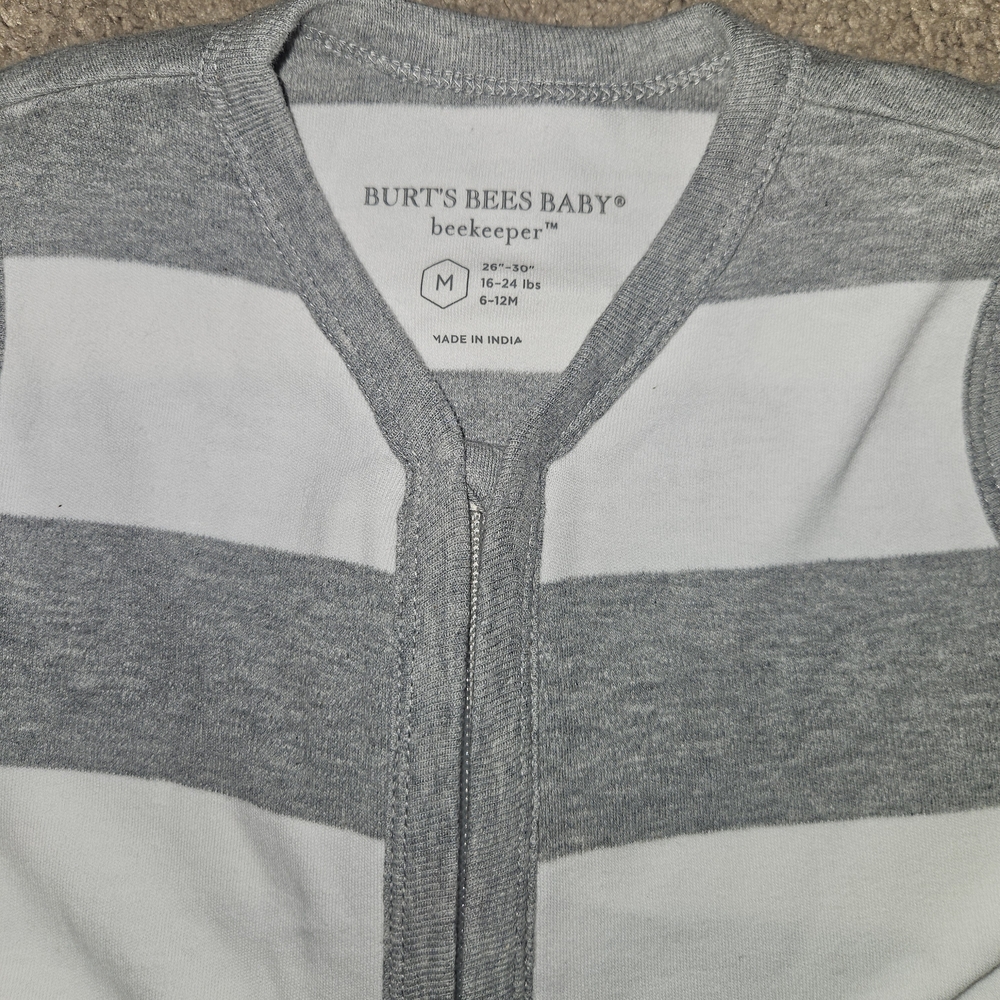 Burt's Bees Baby Striped Gray and White Sleep Sack